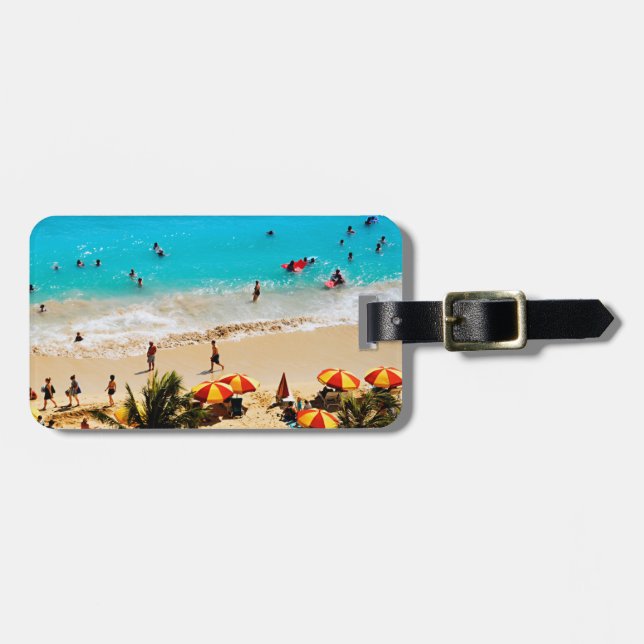 Förhöjd vy över Waikiki Beach Scene, Honolulu Bagagebricka (Horisontell Framsida)