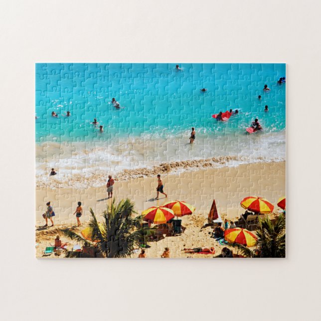Förhöjd vy över Waikiki Beach Scene, Honolulu Pussel (Horisontell)