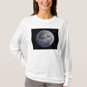 Förhöjda Digital avbildar av den fulla jorden T Shirt