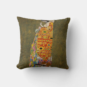 Förhoppning II av Gustav Klimt, Vintage Art Nouvea Kudde