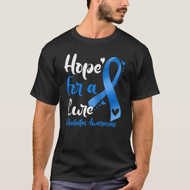 Förhoppning om en ren diabetesmedvetenhet Blue Rib T Shirt (Framsida)