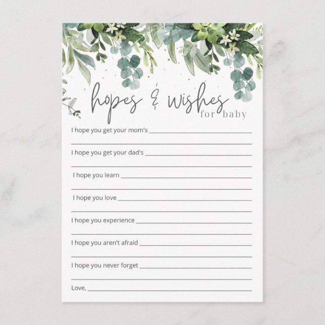 Förhoppningar och Önskemål för Baby babypresenter Tilläggskort (Framsida)