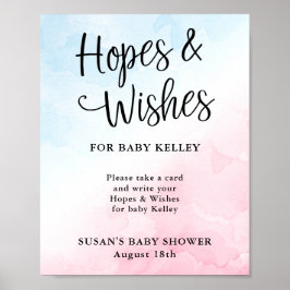 Förhoppningar och Önskemål för rosa och blått hand Poster