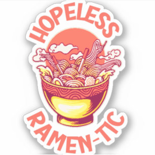 Förhoppningslös Ramen-tic - Lustig japansk Noodle Klistermärken