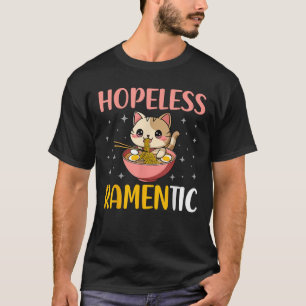 Förhoppningslös Ramgiltig Kawaii Cat Eating Ramen  T Shirt