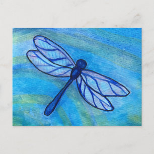 Förhoppningsvis blåblått Dragonfly Spirit Watercol Vykort