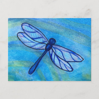 Förhoppningsvis blåblått Dragonfly Spirit Watercol Vykort