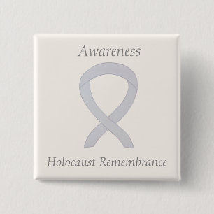 Förintelseminnarmedvetande Vit Ribbon Pin Knapp