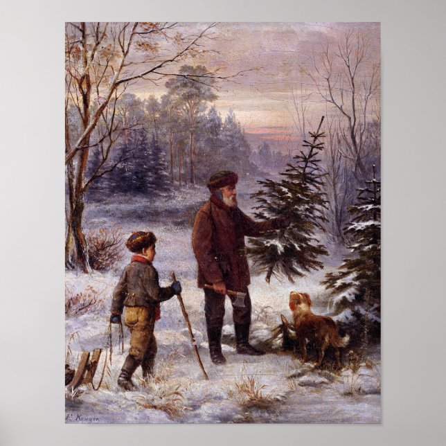 Förjul Franz Krüger Julgran Snö Poster (Framsidan)