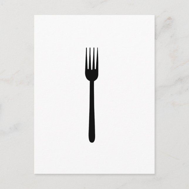 Fork Cutlery Silhouette Simple Art Foodie Kärlek E Vykort (Framsida)