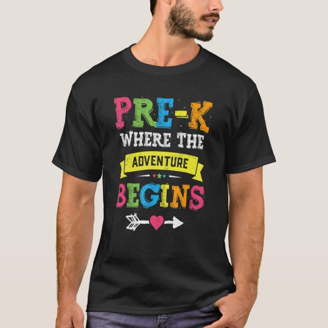 Förk. där Äventyr börjar lärarbarnen tillbaka T Shirt (Framsida)