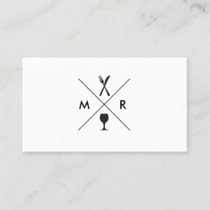 FORK & KNIVAR LOGOTYP MONOGRAM PÅ VITE VISITKORT