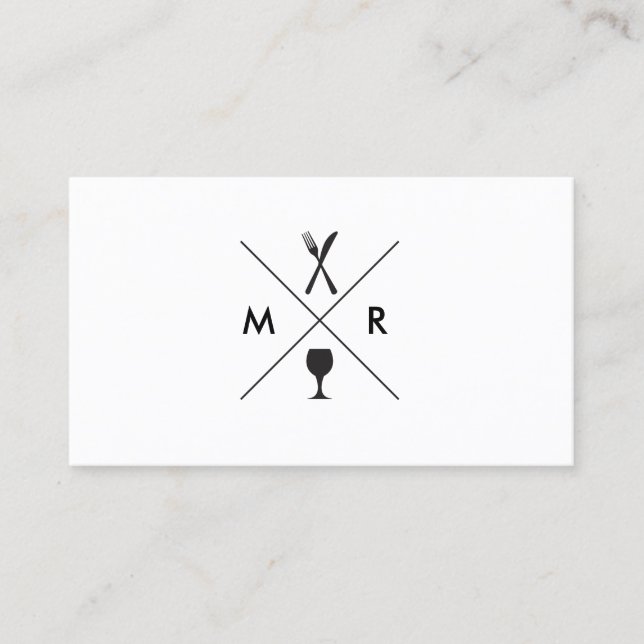 FORK & KNIVAR LOGOTYP MONOGRAM PÅ VITE VISITKORT (Framsida)