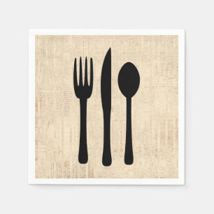 Fork Knivar och Spoon Silverware Art Stil Pappersservett