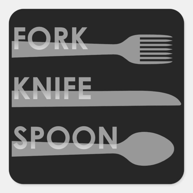 Fork Knivar Spoon Fyrkantigt Klistermärke (Framsida)