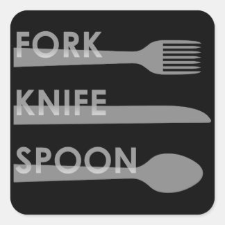 Fork Knivar Spoon Fyrkantigt Klistermärke