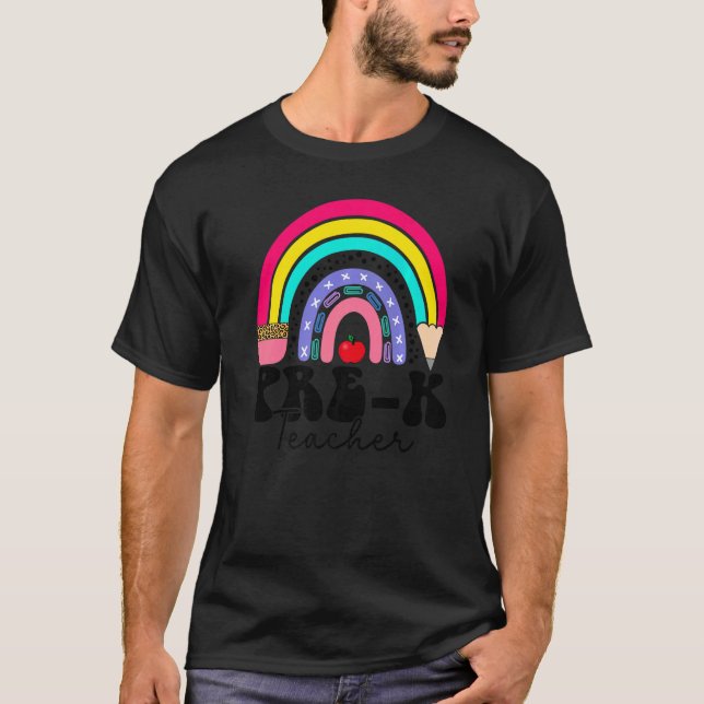 Förk Lärare Life Leopard Rainbow Pencil Lärare T Shirt (Framsida)