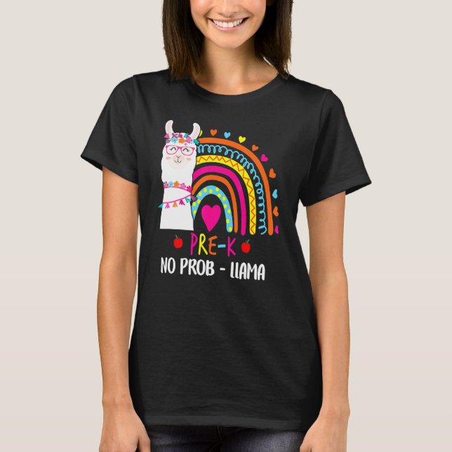 Förk. nr Prob Llama Teacher Rainbow Back to school T Shirt (Framsida)