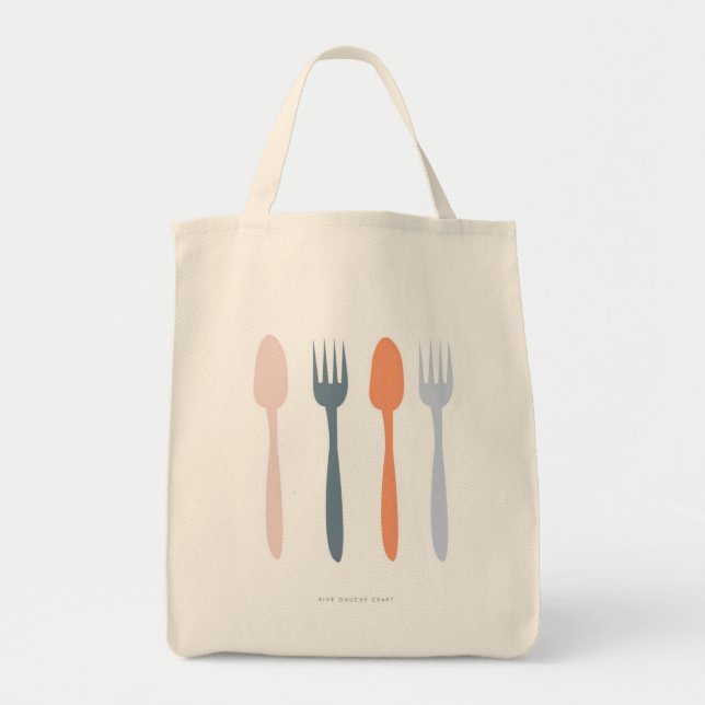 Fork och Spoon Tote Bag Tygkasse (Framsidan)