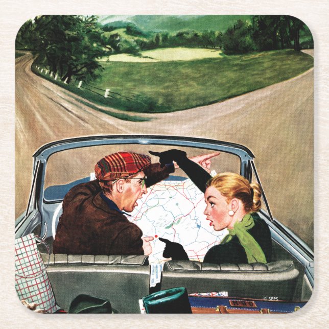 Fork på väg underlägg papper kvadrat (Framsidan)