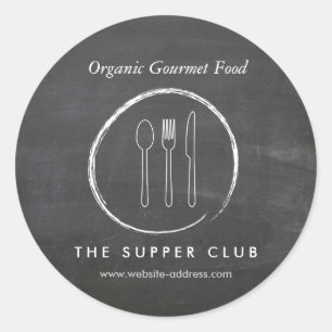 FORK SPOON KNIVAR CHALKBOARD Food and Catering Runt Klistermärke