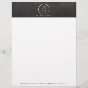 FORK SPOON KNIVAR CHALKBOARD-LOGOTYP för Restauran Brevhuvud