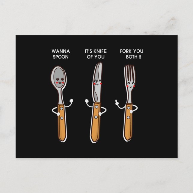Fork Spoon Knivar vad Färg är min skjorta roliga m Vykort (Framsida)