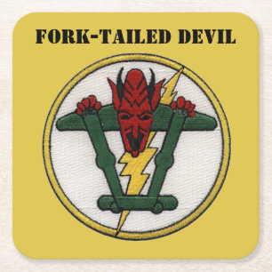 Fork-Tails Djävulen P-38 Blixt! Underlägg Papper Kvadrat