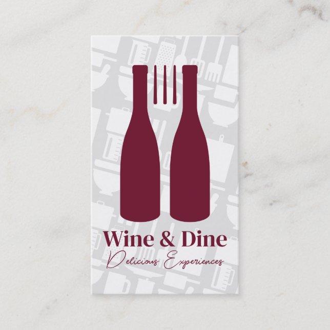 Fork Wine Bottles Logo | Restaurant Cuisine Visitkort (Framsida)