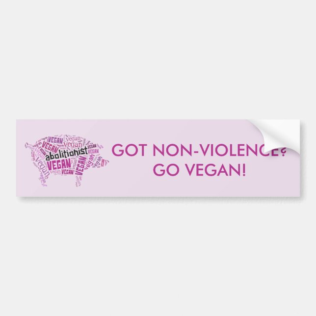 "FörkämpeVegan" Ord-Moln - rosa gris & Bildekal (Framsidan)