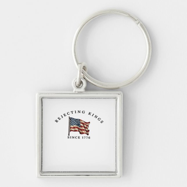 Förkastar kungar sedan 1776 Amerika Fyrkantig Silverfärgad Nyckelring (Framsidan)