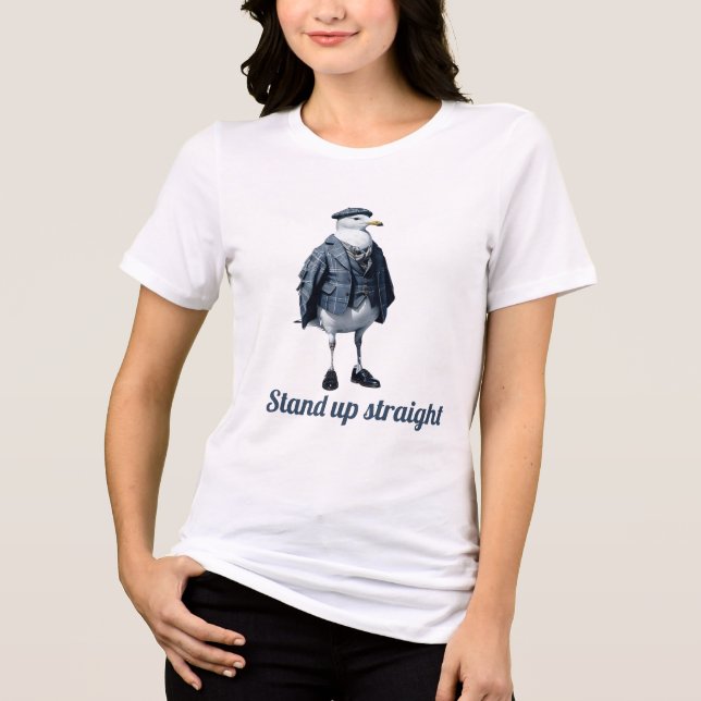 Förklädd skotsk fiskmås - stå upp rakt t shirt (Framsida)