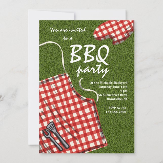 Förkläde redo för en BBQ-inbjudan Inbjudningar (Framsida)