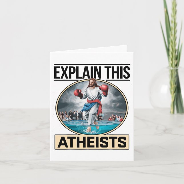 Förklara det här ateisterna Jesus Boxing-handskarn Kort (Framsida)