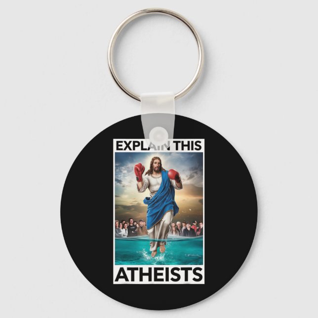 Förklara det här ateisterna Jesus Boxing-handskarn Nyckelring (Framsida)