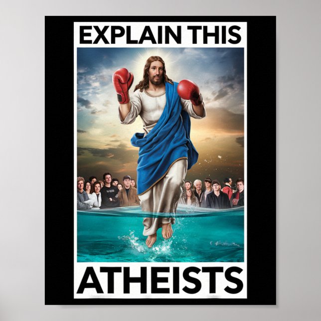 Förklara det här ateisterna Jesus Boxing-handskarn Poster (Framsidan)