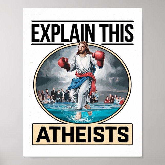Förklara det här ateisterna Jesus Boxing-handskarn Poster (Framsidan)