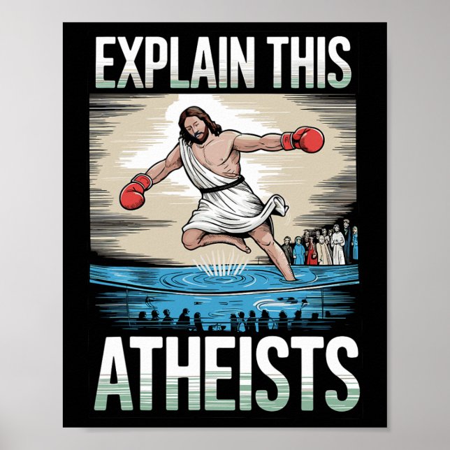 Förklara det här ateisterna Jesus Boxing-handskarn Poster (Framsidan)
