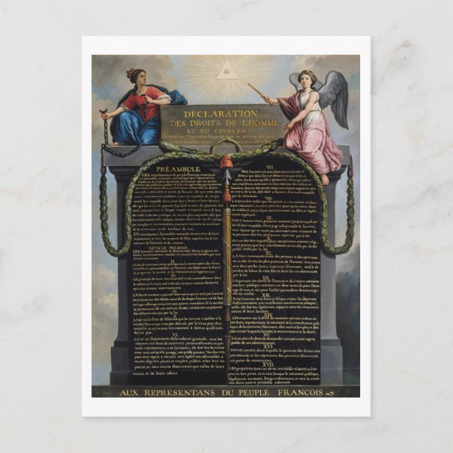 Förklaring av Högerna för människan och medborgare Vykort (Framsida)