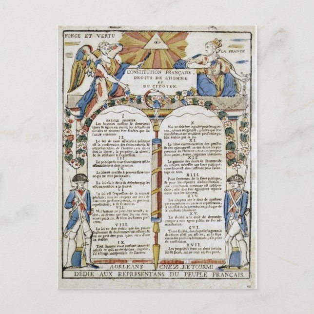 Förklaring av Högerna Man och Citize Vykort (Framsida)