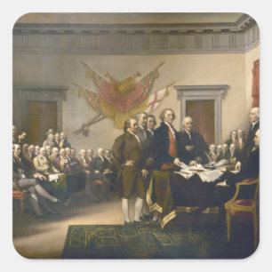 Förklaring av självständighet av John Trumbull Fyrkantigt Klistermärke