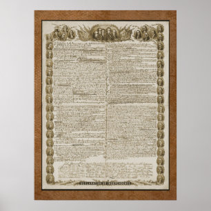 Förklaring av självständighet med founding fath poster