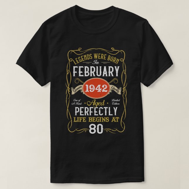 Förklaring född i februari 1942 80 födelsedag 80 å t shirt (Design framsida)