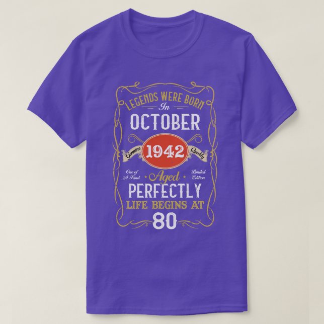 Förklaring född i oktober 1942 80:e födelsedagen 8 t shirt (Design framsida)