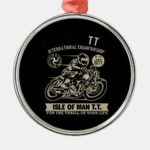 Förklaring med Tävla av motorcykel Art Gift Julgransprydnad Metall