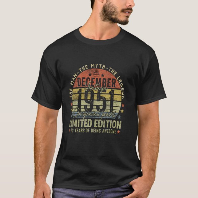Förklaring sedan december 1951 Retro 73:e födelsed T Shirt (Framsida)