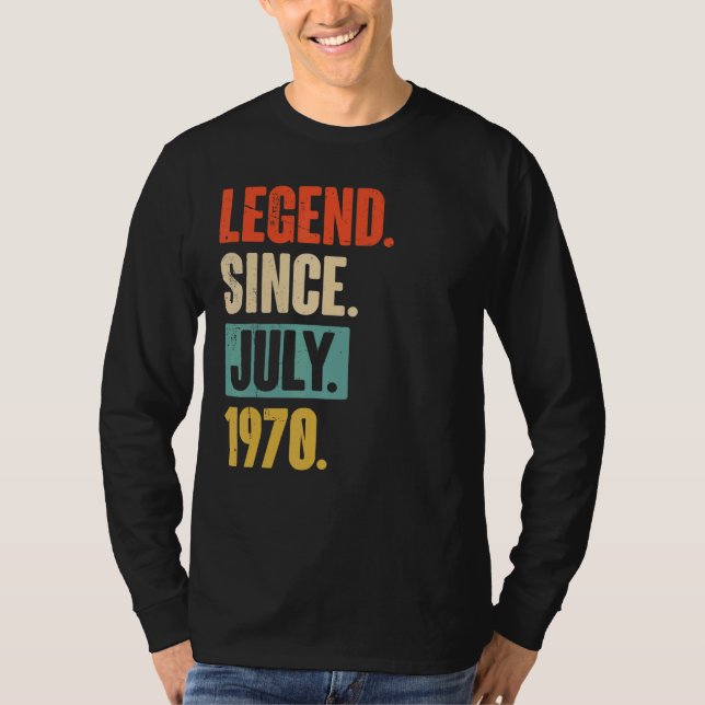 Förklaring sedan juli 1970 52 år gammal 52:a födel t shirt (Framsida)