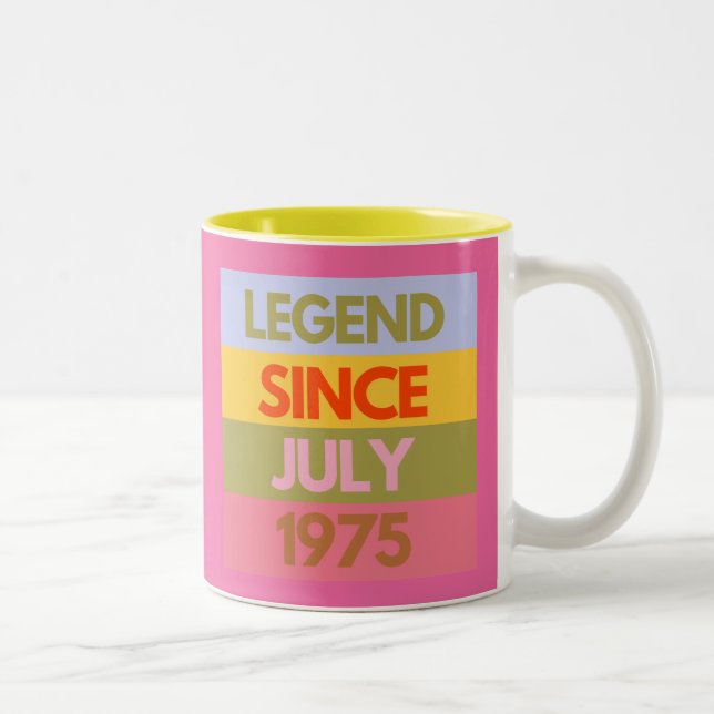 Förklaring sedan JULI 1975 50:e födelsedag 50 år Två-Tonad Mugg (Höger)