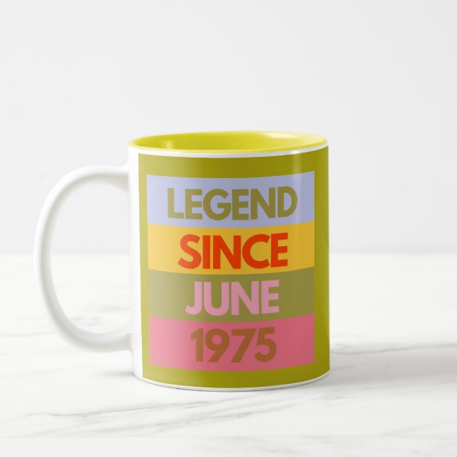 Förklaring sedan JUNE 1975 50:e födelsedag 50 år Två-Tonad Mugg (Vänster)