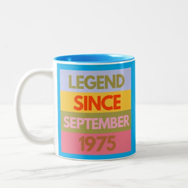Förklaring sedan SEPTEMBER 1975 50:e födelsedagen  Två-Tonad Mugg (Vänster)